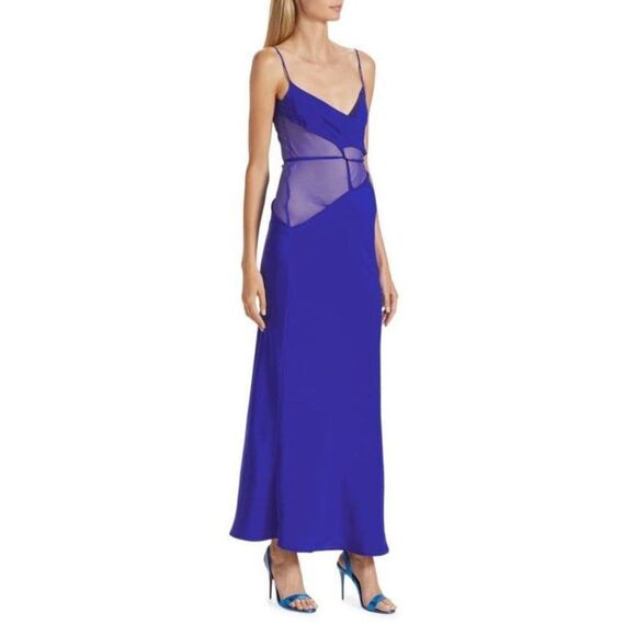 NWT CHRISTOPHER ESBER Mesh Panel Silk Maxi Dress - Picture 3 of 11